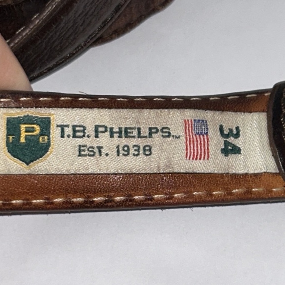 T.B Phelps Pebbles Leather Brown Belt - Picture 6 of 12